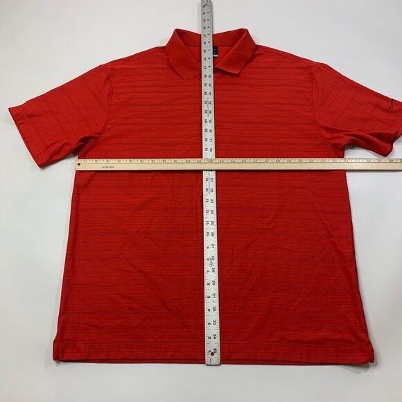 Nike Polo Shirt Mens XL Extra Large Red Golf Dri Fit Striped Moisture Wicking - Picture 4 of 9